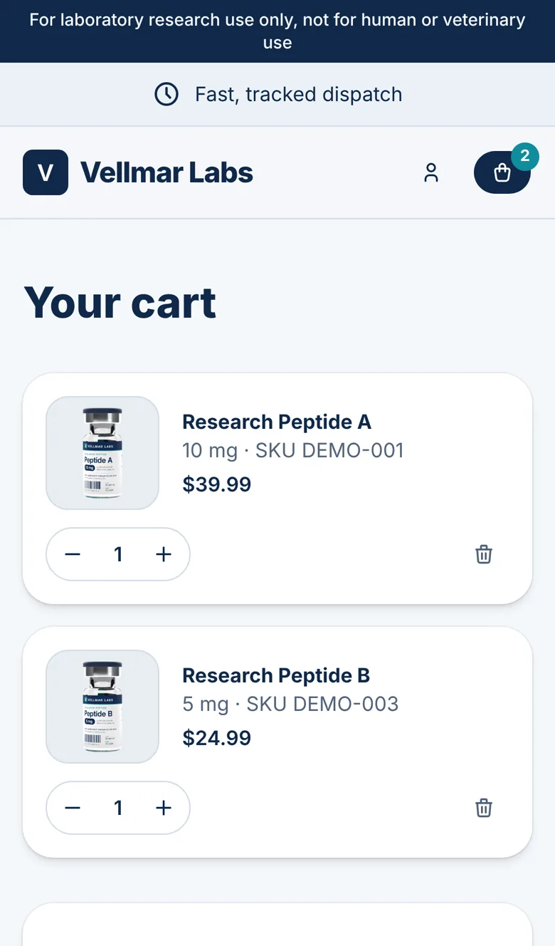 The same store's cart on a phone, with the order summary and the free-delivery progress bar.